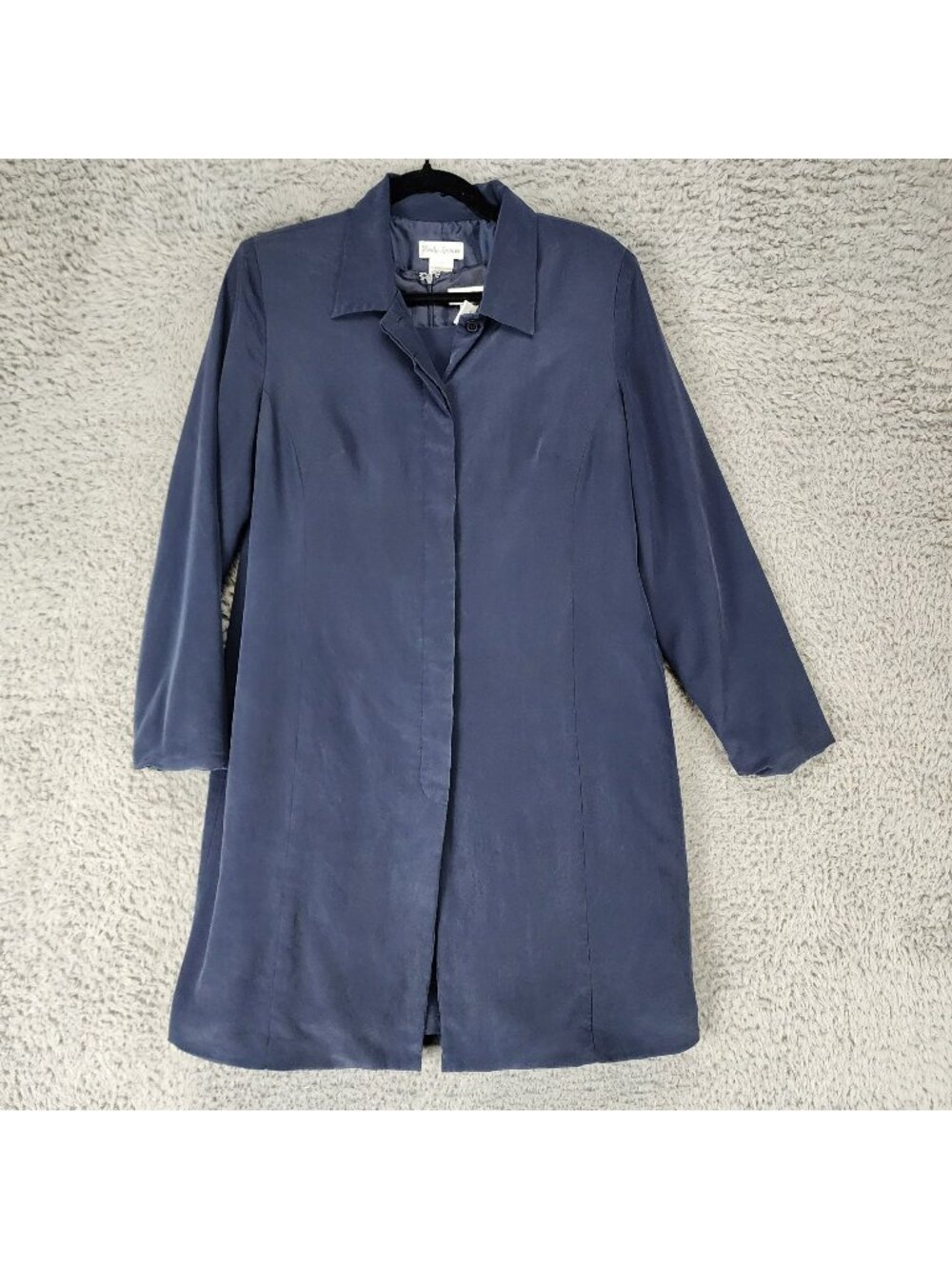 Emily Spencer Dress Womens 14 Petite Blue 100% Silk Mid Length Jacket Set *Read*